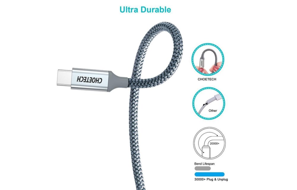 CHOETECH: USB-C naar USB-C laadkabel - 100W PD - 1.8m