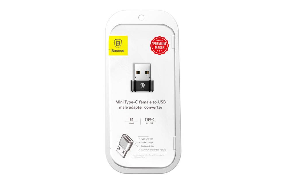 BASEUS: USB naar USB-C adapter - Zwart