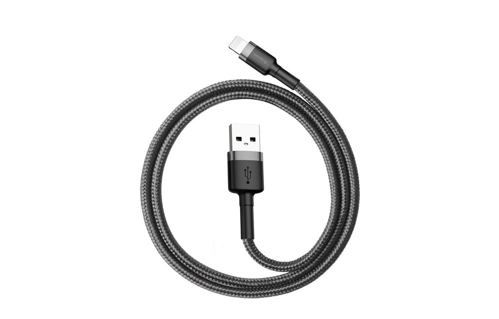 BASEUS: USB naar Lightning kabel 0.5M - geweven nylon - Zwart/Grijs