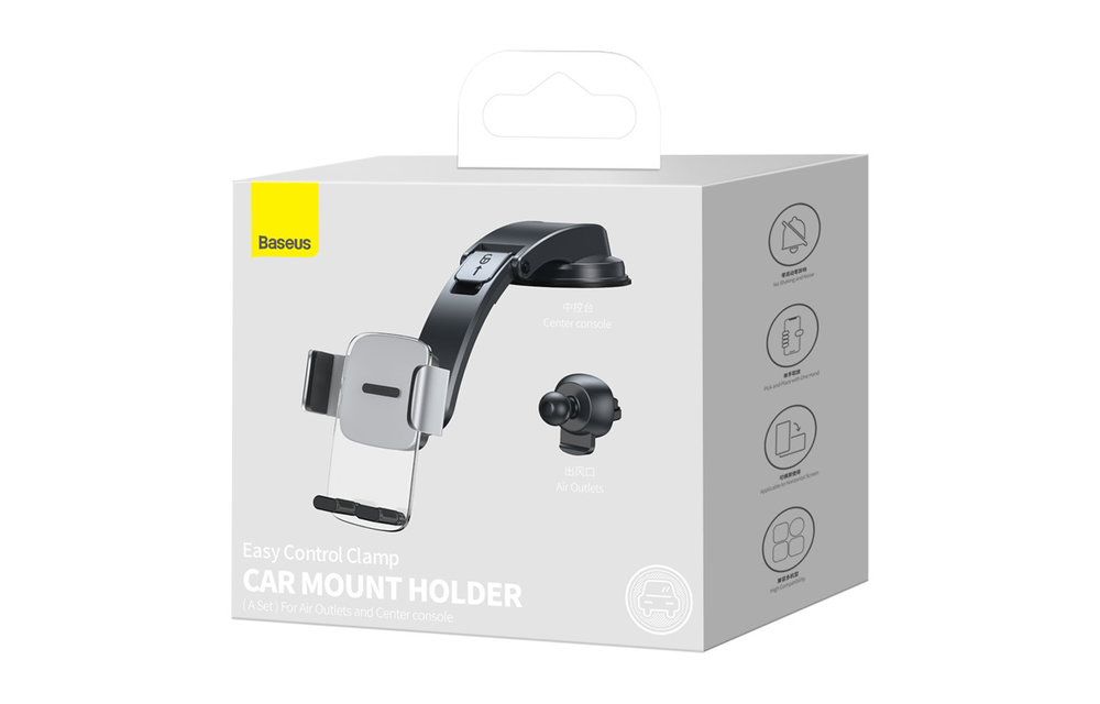 BASEUS: 2 in 1 gravity ventilatierooster auto telefoonhouder - Zilver