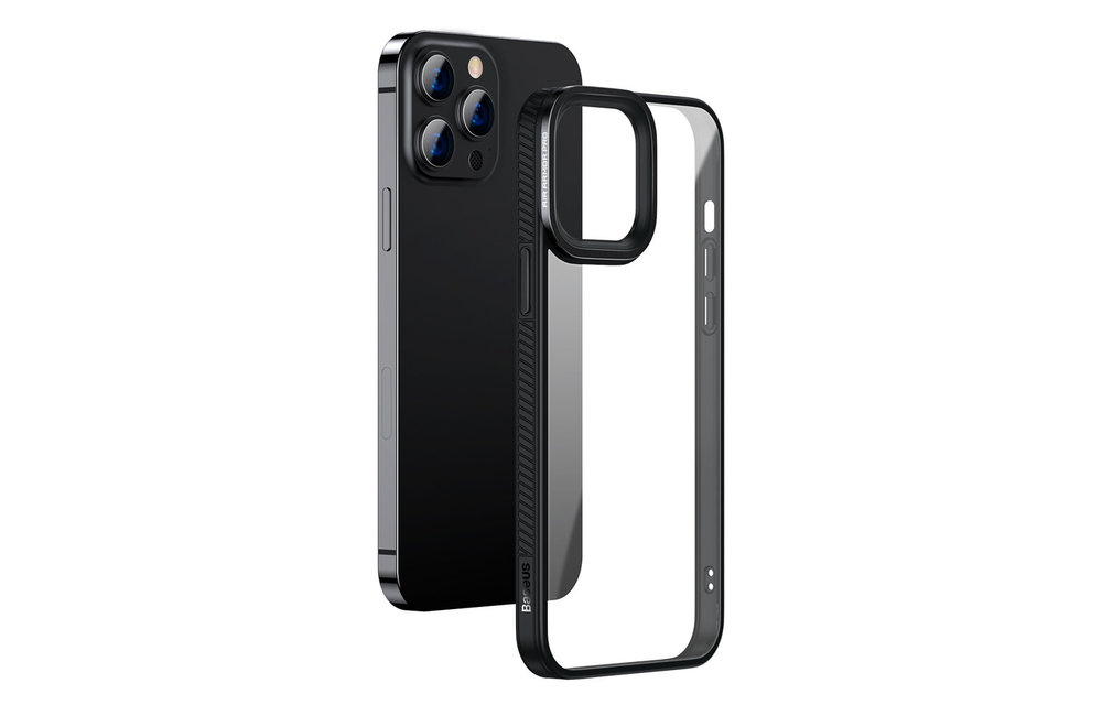 BASEUS: TPU hoesje - transparant/zwart voor iPhone 13 Pro