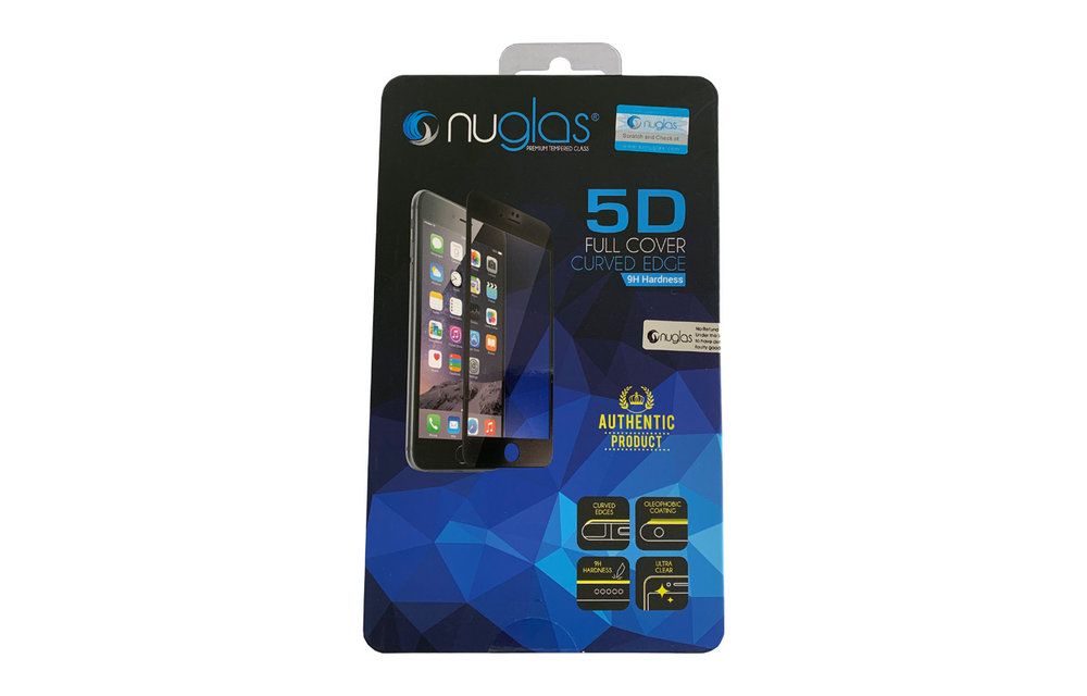 NuGlas: glazen screenprotector (5D - Zwart - single pack) voor iPhone 6/6S
