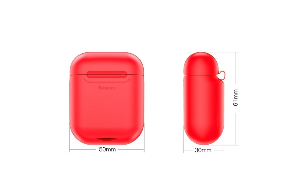 BASEUS: siliconen wireless / draadloze oplaad hoesje - Rood voor Apple AirPods 1 / 2