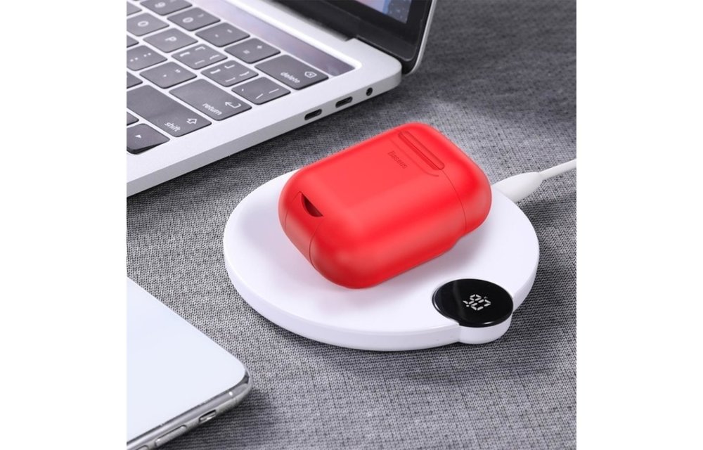 BASEUS: siliconen wireless / draadloze oplaad hoesje - Rood voor Apple AirPods 1 / 2