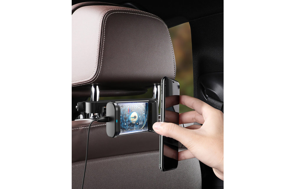 BASEUS: Telefoonhouder + Draadloos opladen en LED (15W) Explore - Zwart