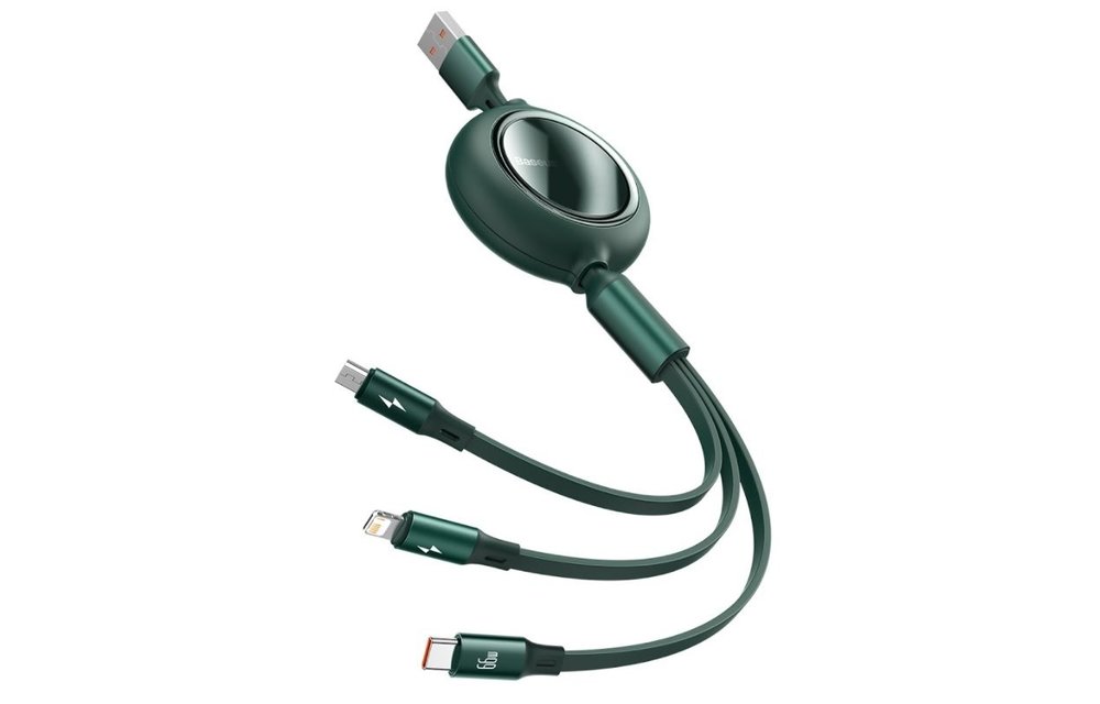 BASEUS: USB Oplaadkabel (Lightning / USB-C / Micro-USB) - Zwart