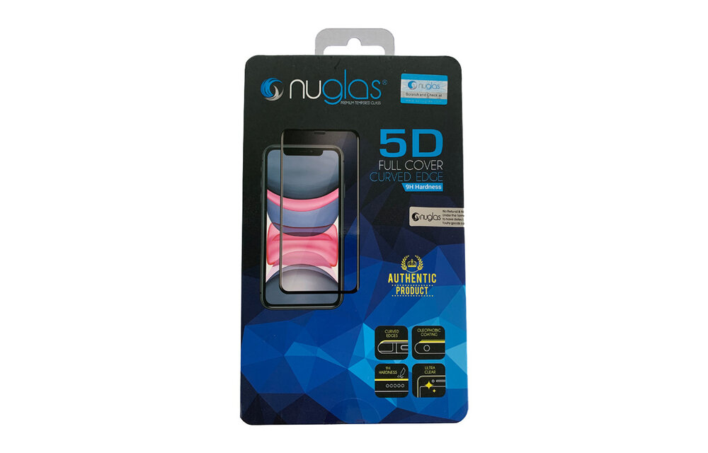 NuGlas: glazen screenprotector (5D - Zwart - single pack )voor iPhone 12/12 Pro