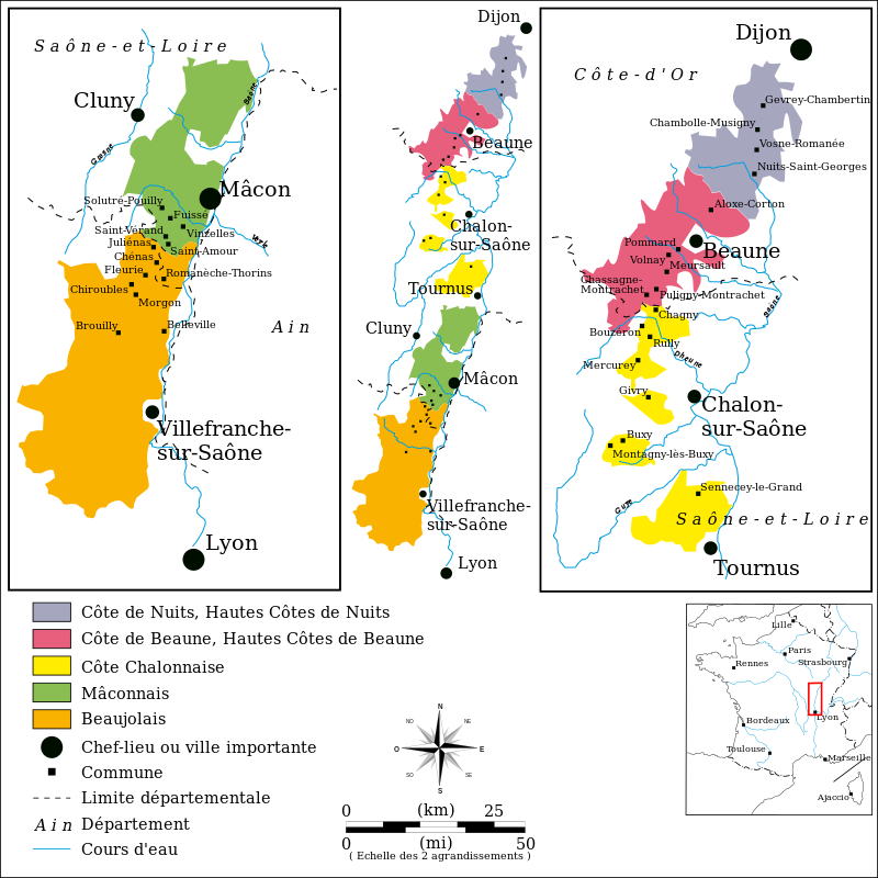 Weinanbauregionen im Burgund