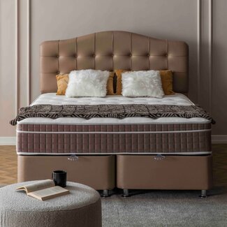 Boxspring Warenhuis Paris Opberg - Kunstleer Beige