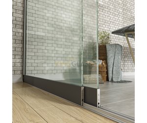 3-Rail Glazen Schuifwand Antraciet tot 1780 mm breed (2x 900mm glas)