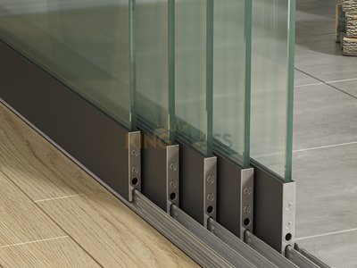 5-Rail Glazen Schuifwand Antraciet tot 4820 mm breed (5x 980mm glas)