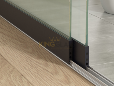 3-Rail Glazen Schuifwand Zwart tot 1780 mm breed (2x 900mm glas)