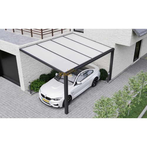 Carport in zwart van 5,06 x 3,5 meter
