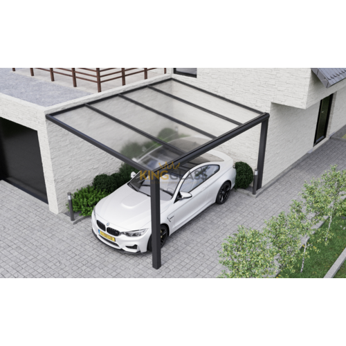 Carport in zwart van 5,06 x 3,5 meter