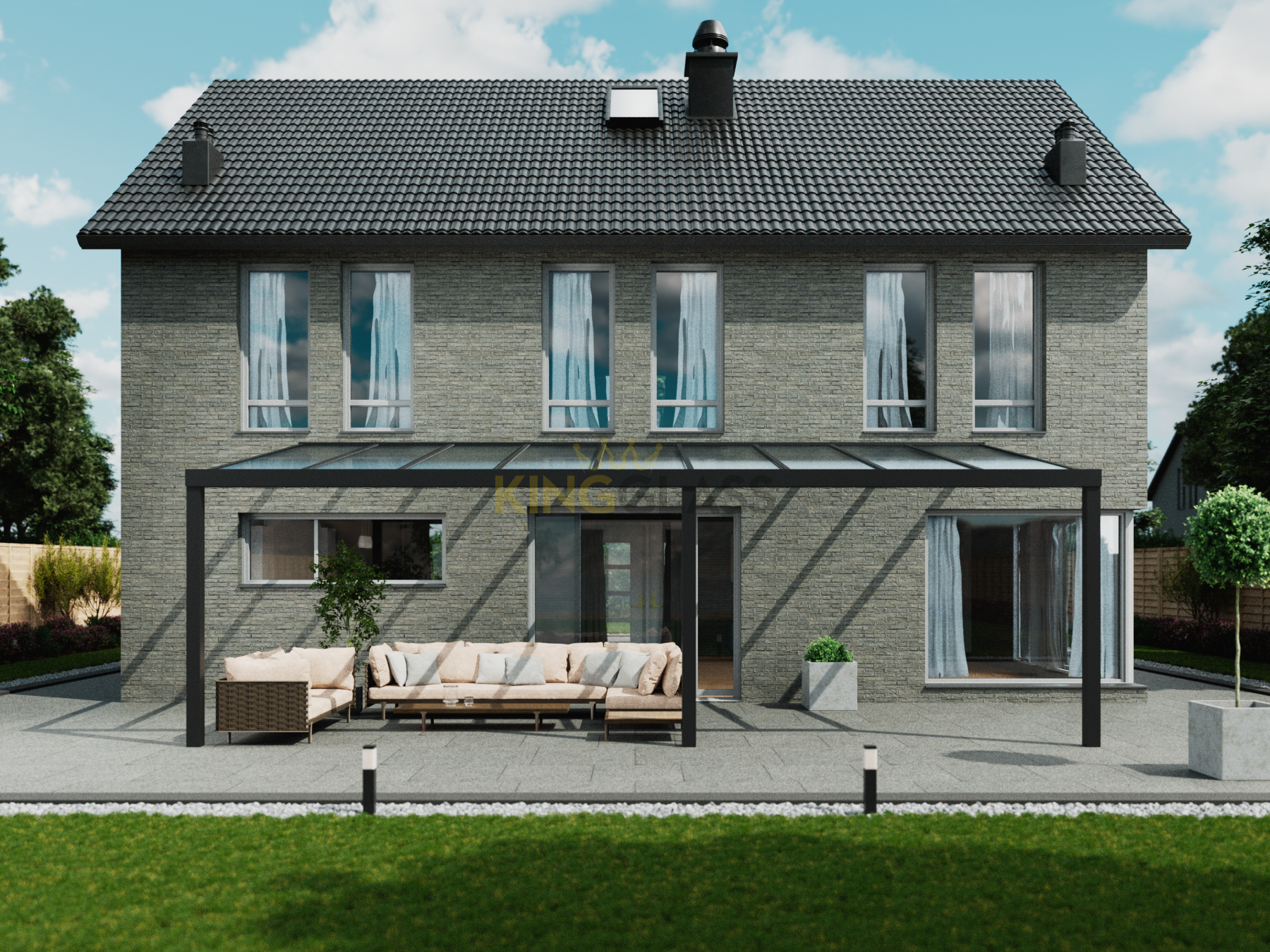 Veranda | Polycarbonaat | Zwart | 9.06 x 2.5 meter | Heavy duty | Poly line | Terrasoverkapping | Serre | Aluminium afbeelding