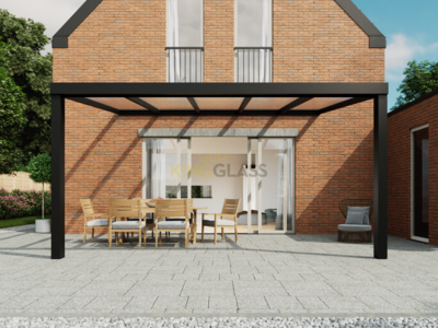 Terrasoverkapping in zwart van 5,06 x 2,5 meter