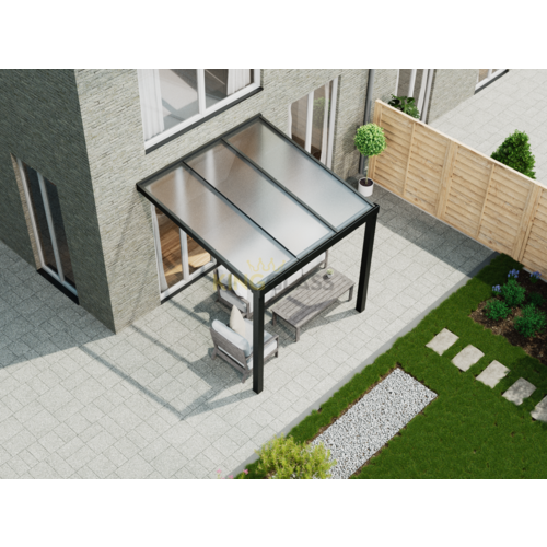 Terrasoverkapping in zwart van 3,06 x 2,5 meter