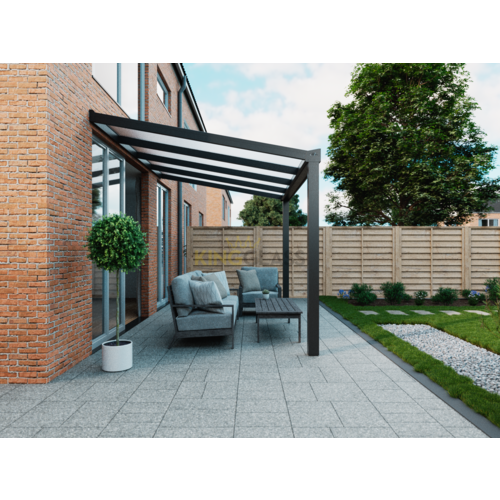 Terrasoverkapping in antraciet van 4,06 x 4 meter