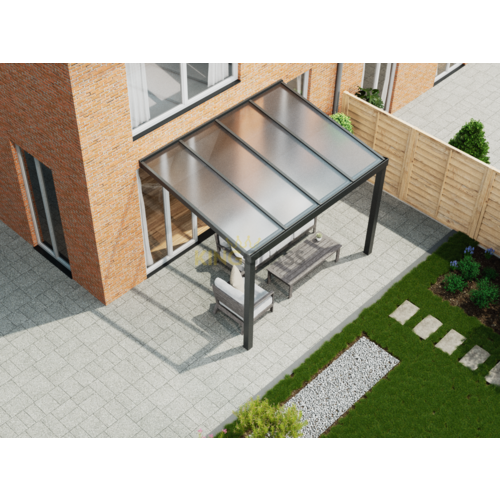 Terrasoverkapping in antraciet van 4,06 x 4 meter