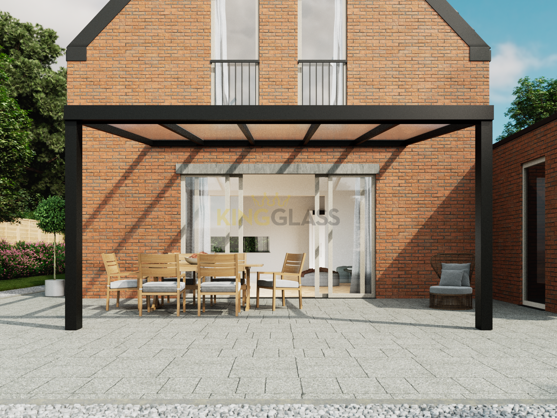 Veranda | Glas | Zwart | 5.06 x 3 meter | Heavy duty | Glass line | Terrasoverkapping | Serre | Aluminium afbeelding