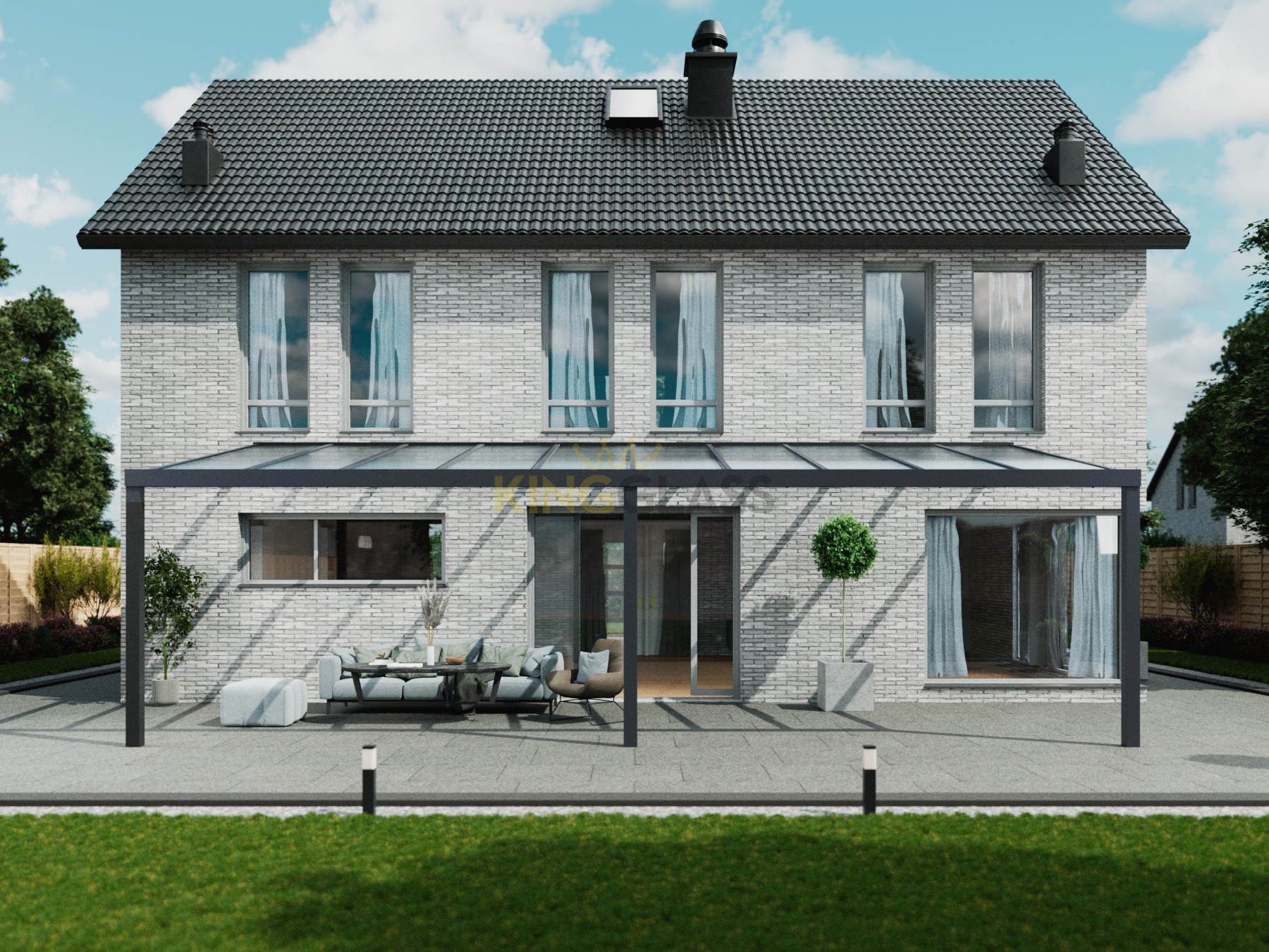 Veranda | Glas | Antraciet | 10.06 x 4 meter | Heavy duty | Glass line | Terrasoverkapping | Serre | Aluminium afbeelding