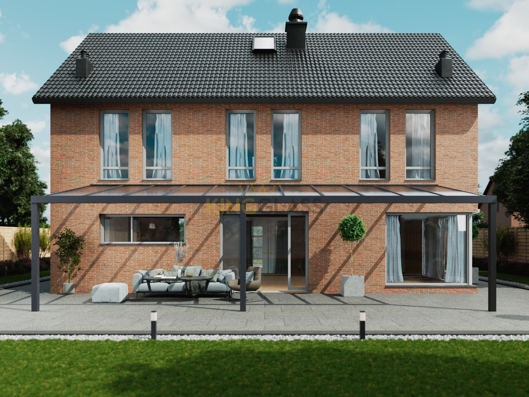 Veranda | Glas | Antraciet | 11.06 x 4 meter | Heavy duty | Glass line | Terrasoverkapping | Serre | Aluminium afbeelding