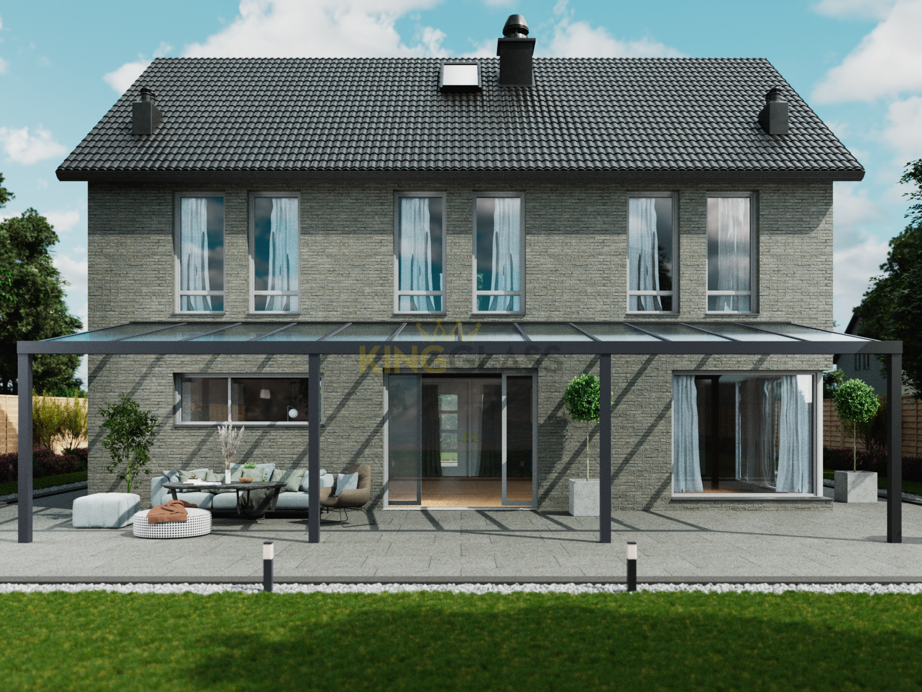 Veranda | Glas | Antraciet | 12.06 x 2.5 meter | Heavy duty | Glass line | Terrasoverkapping | Serre | Aluminium afbeelding