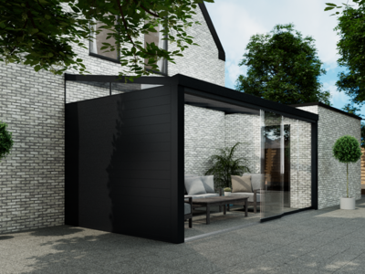 Aluminium Zijwand | Glas Spie | Zwart