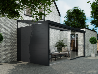 Aluminium Zijwand | Glas Spie | Antraciet