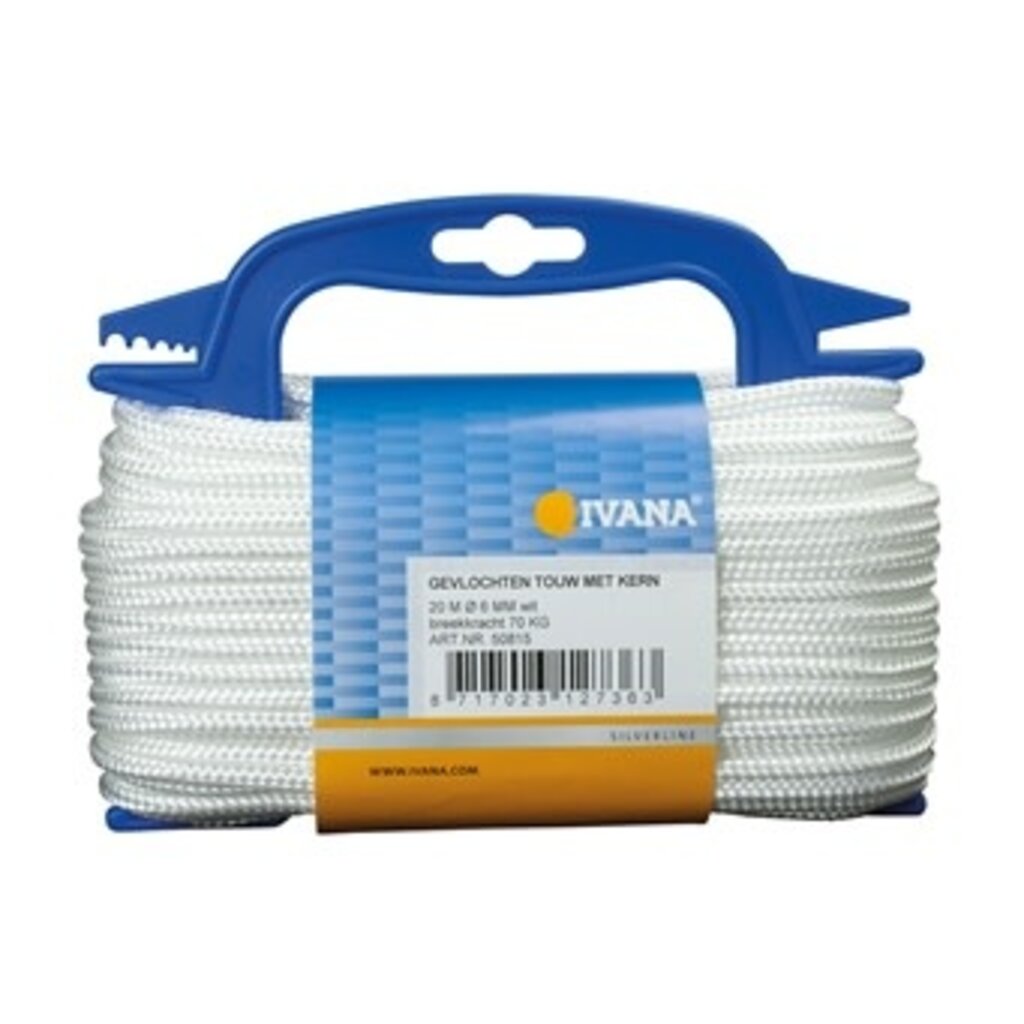 Nylonkoord gevlochten wit Ivana