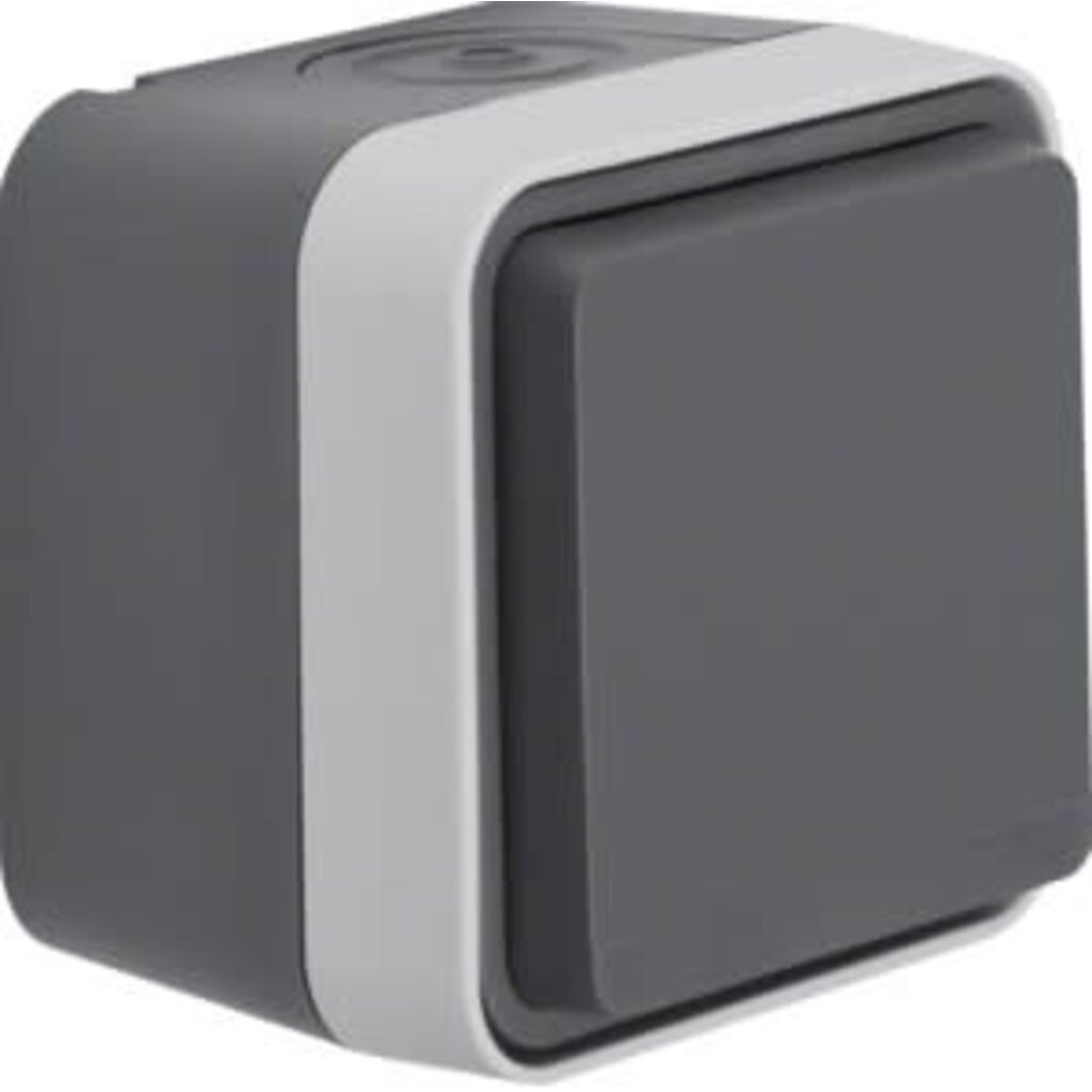 Hager Wandcontactdoos 1voudig grijs IP55