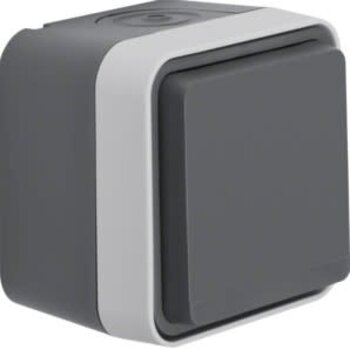 Hager Wandcontactdoos 1voudig grijs IP55