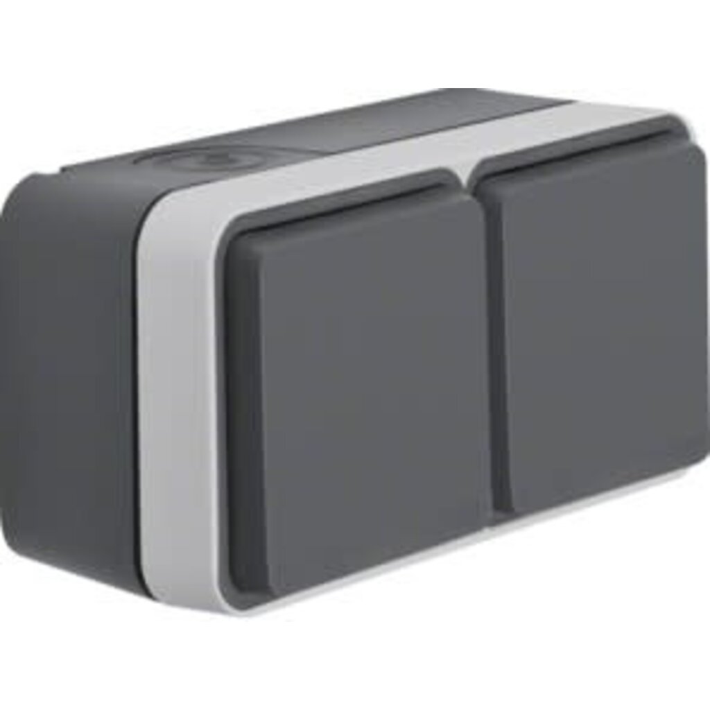 Wandcontactdoos dubbel grijs