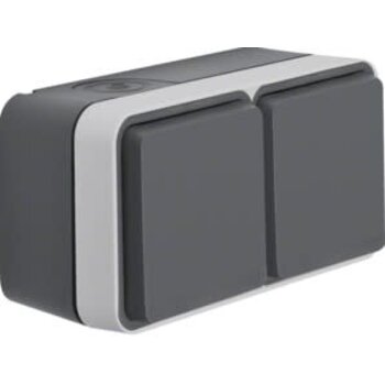 Wandcontactdoos dubbel grijs