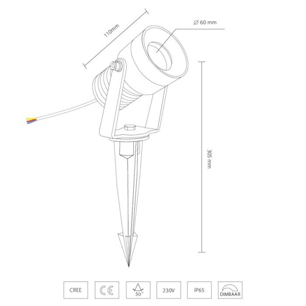Prikspot LED Amora warmwit 5 w. kantelbaar