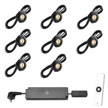 Veranda Inbouwspot PALS zwart, warm wit set  8 stuks