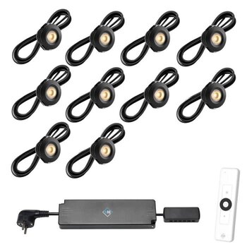 Veranda Inbouwspot PALS zwart, warm wit set  10 stuks