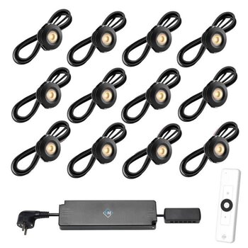 Veranda Inbouwspot PALS zwart, warm wit set  12 stuks