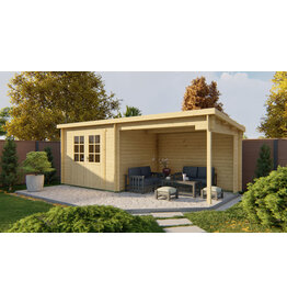 Blokhut - Tuinhuis 28mm Freddy met overkapping