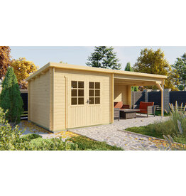 Blokhut - Tuinhuis 28mm Charlotta met overkapping