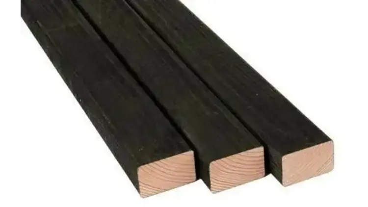 Douglas geschaafde regel gedroogd 4,5 x 7 x 250 cm, zwart