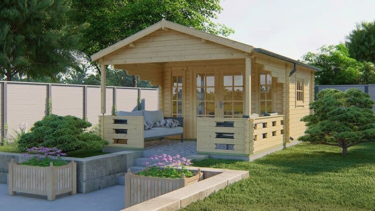 Tuinhuis Sanstrov - 44 mm - Vuren onb.