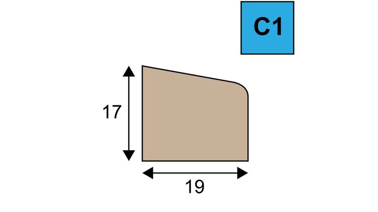 Glaslat A7 meranti wit gegrond  17 x 19 mm Lengte 460 cm