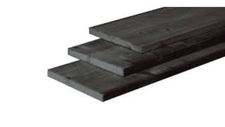 Grenen 22 x 200 fijn bezaagd Zwart gedompeld 500 cm