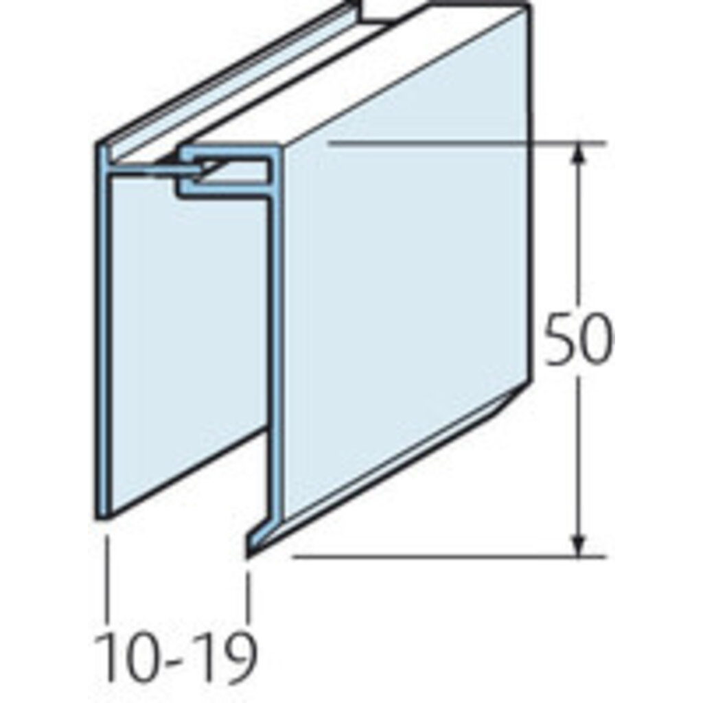 2- delig U profiel 19 mm