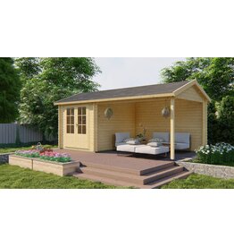 Blokhut - Tuinhuis 28mm Ove met overkapping