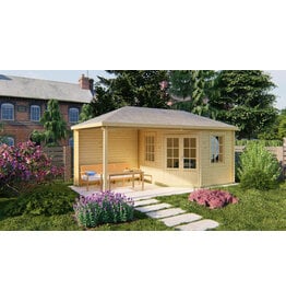 Blokhut - Tuinhuis 28mm Markku met overkapping