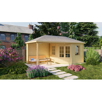 Blokhut - Tuinhuis 28mm Markku met overkapping