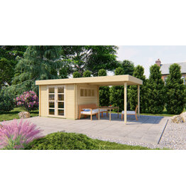 Blokhut - Tuinhuis 28mm Dellinger met overkapping