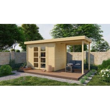 Blokhut - Tuinhuis 28mm Middelmodern met overkapping